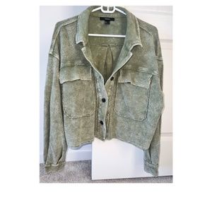 Olive Corduroy  cropped bomber jacket